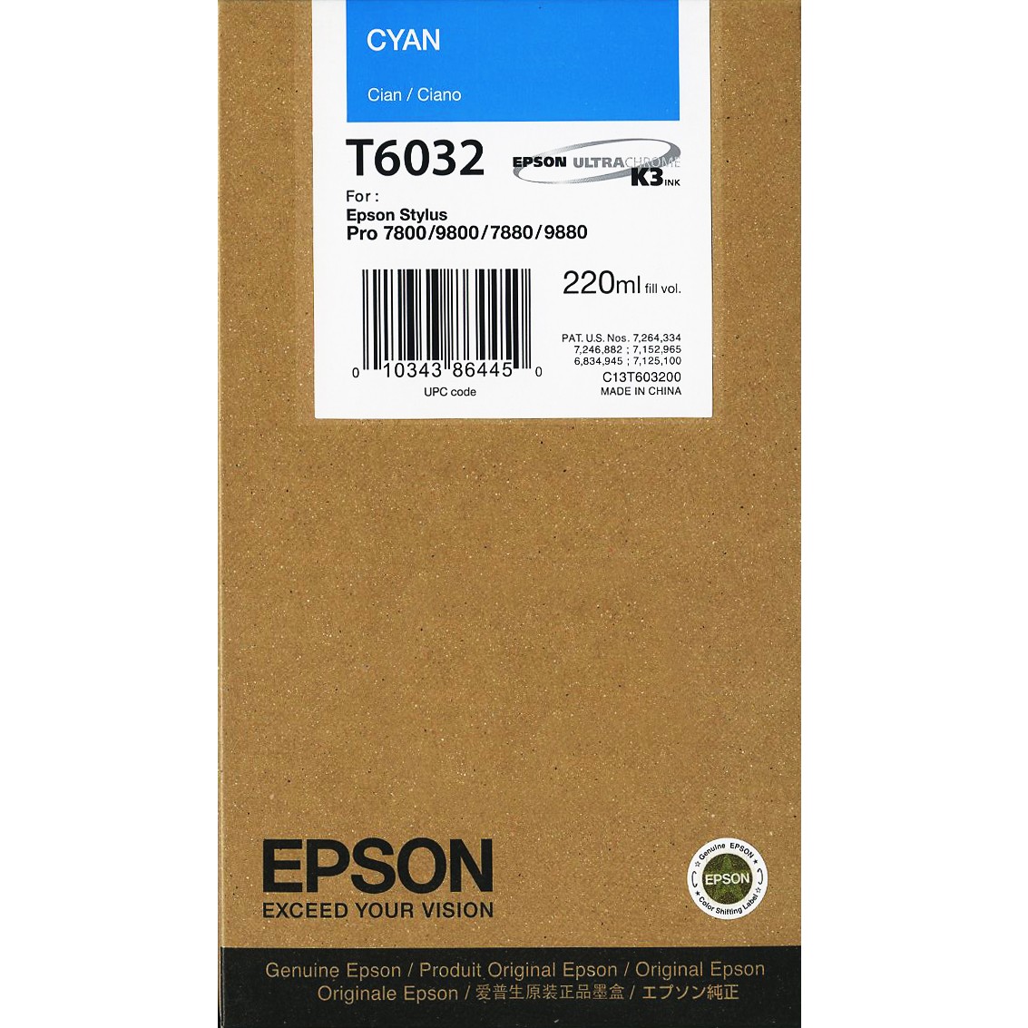 Compatible T6032/ C13T603200 Cyan high yield cartridge for Epson Stylus Pro 7400/ 7880/ 9400/ 9880