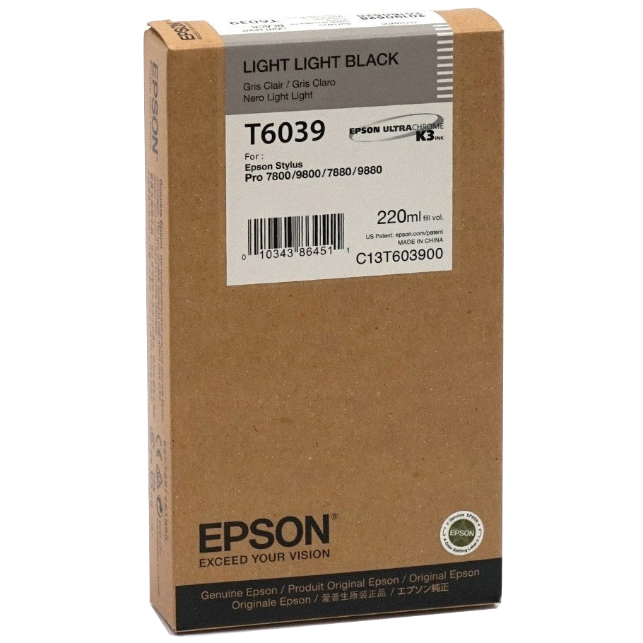Compatible T6039/ C13T603900 Light Light Black high yield cartridge for Epson Stylus Pro 7400/ 7880/ 9400/ 9880