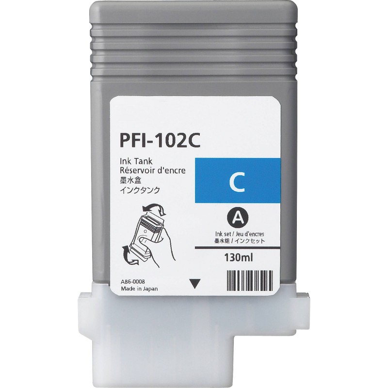 Compatible 0896B001/ PFI-102C Cyan Dye No. 102 cartridge for Canon iPF500/ iPF600/ iPF700/ iPF510/ iPF610/ iIPF710/ iPF720/iPF700/ iPF605/ iPF650/ iPF655/ iPF750/ iPF755/ iPF760/ iPF765/ LP17/ LP24